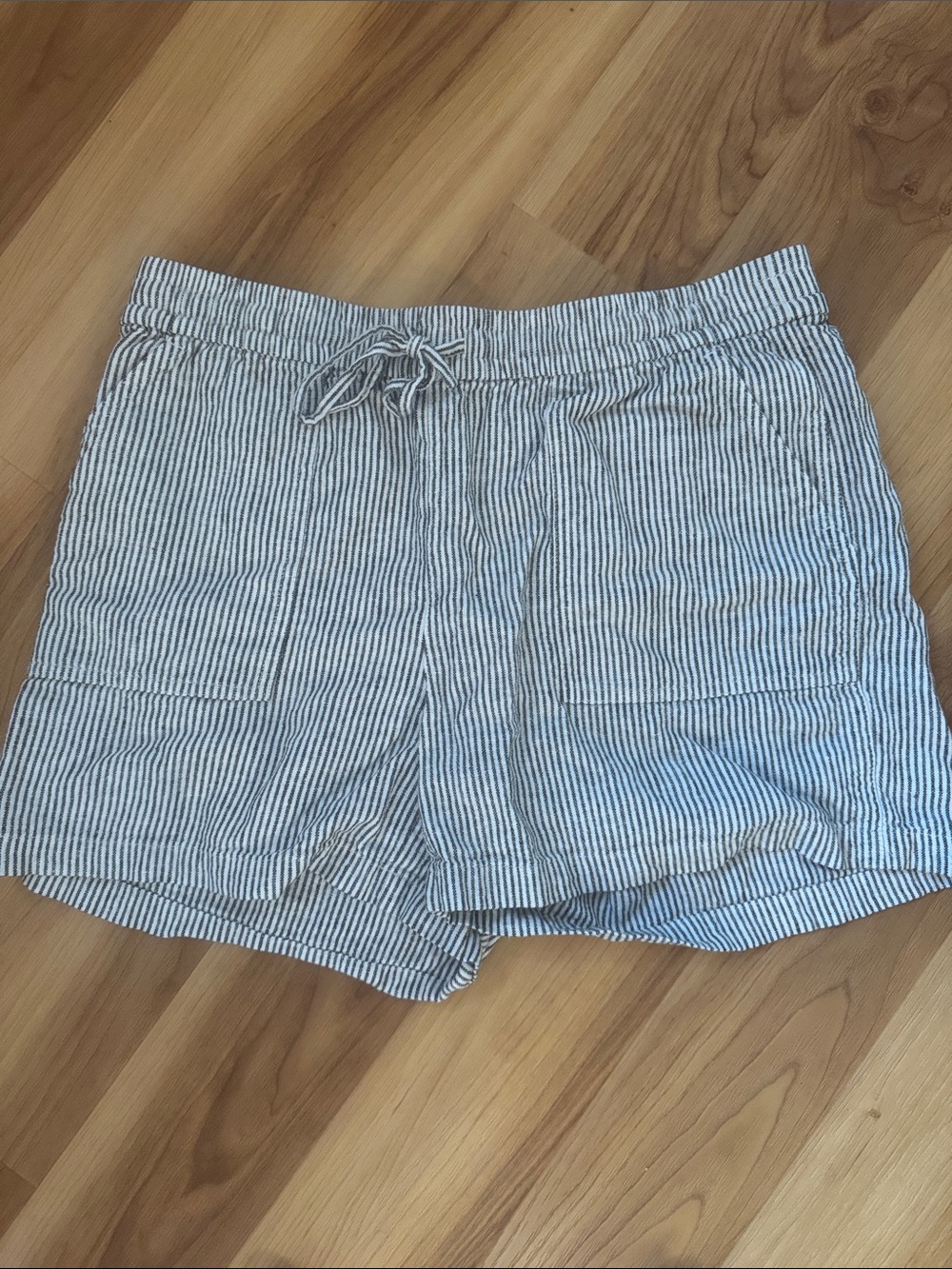 J. Crew Gray & White Striped Linen-Blend Bermuda Shorts